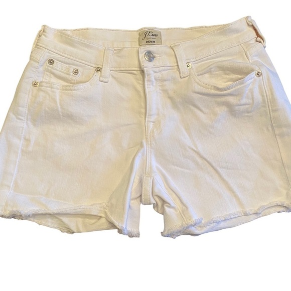 JCrew White Denim Cutoff Shorts distressed edge size 24 - Picture 1 of 5